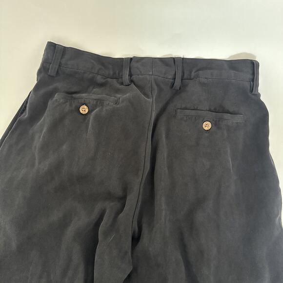 Tommy Bahama Silk‎ Pleated Pants Black Relaxed Slacks Mens Trousers Cuffed 35x29 - Picture 6 of 11